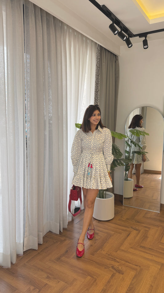 Floral Print Tie-Waist Mini Dress