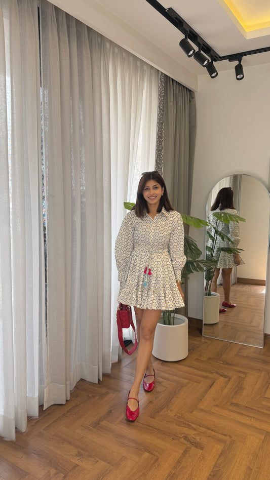 Floral Print Tie-Waist Mini Dress