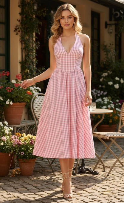 Rosé Picnic Midi Dress