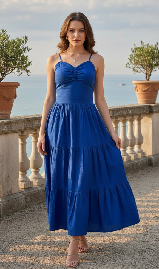 Azure Breeze Tiered Maxi Dress