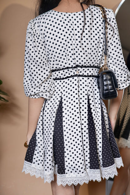 Monochrome Muse Polka Mini Dress